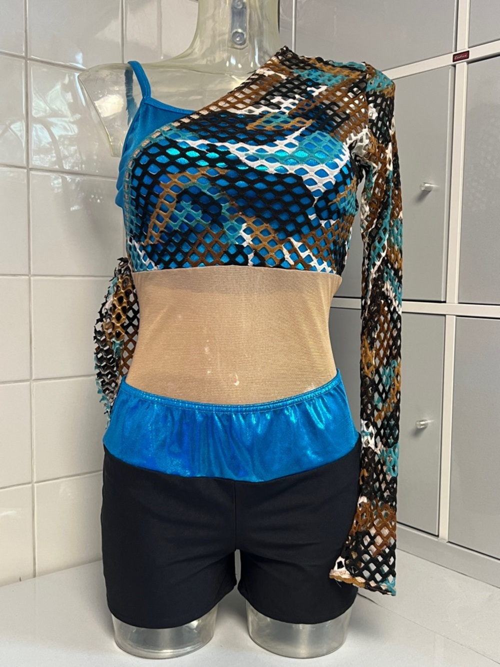 Mesh/Spandex Illusion Leotard 2 Pc Pro Dance Costume L NWOT